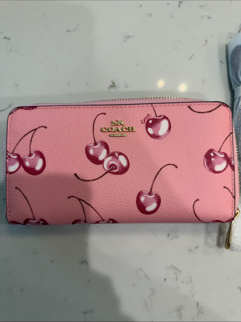 Coach Pink Cherry Zip Around Wallet
